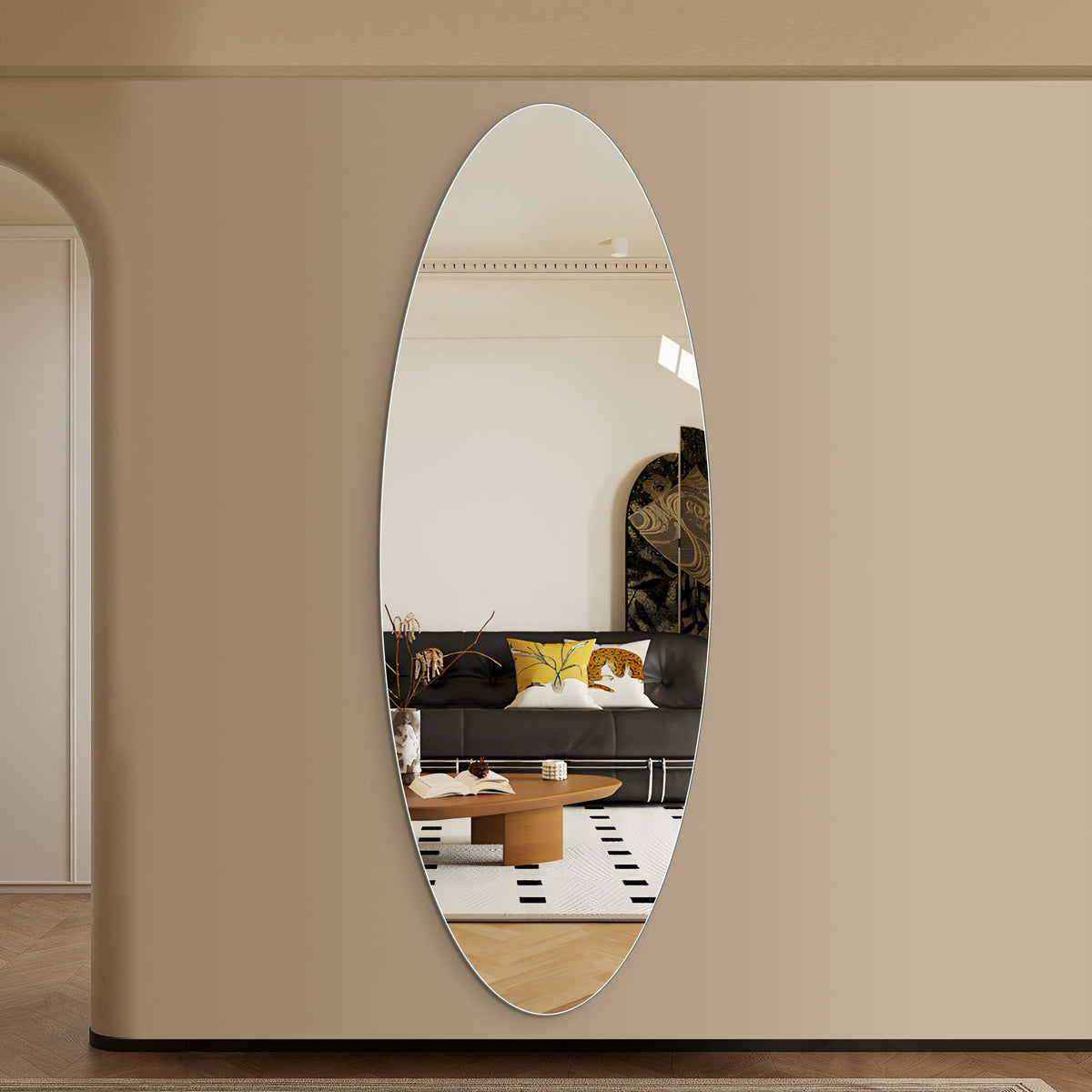 63" x 24" Modern Oval Full Length Wall Mirror