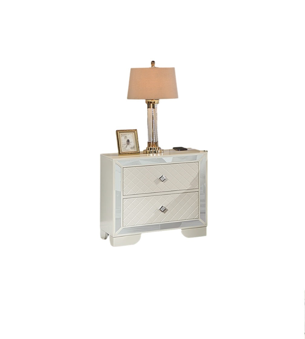 Queen Size Bed with LED and Two Nightstands