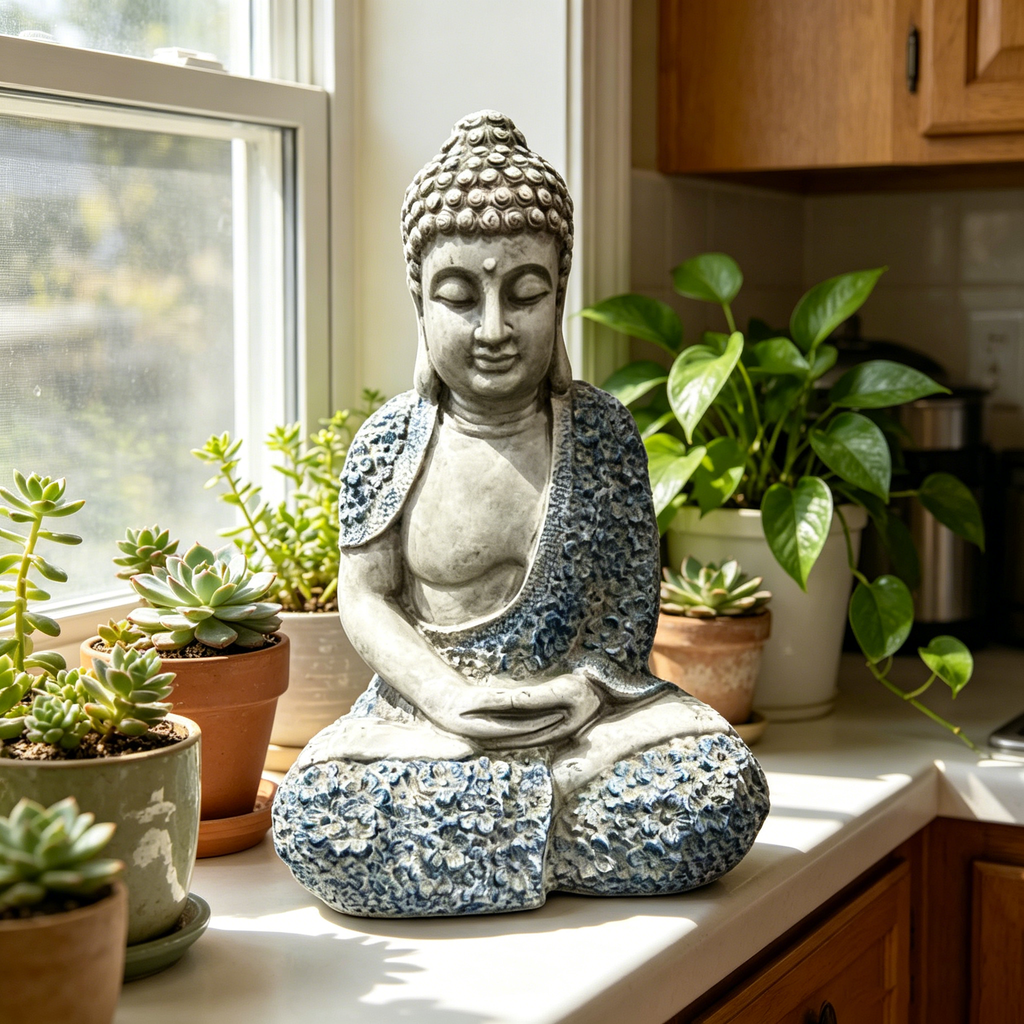 16'' Weatherproof Resin Buddha Garden Statue