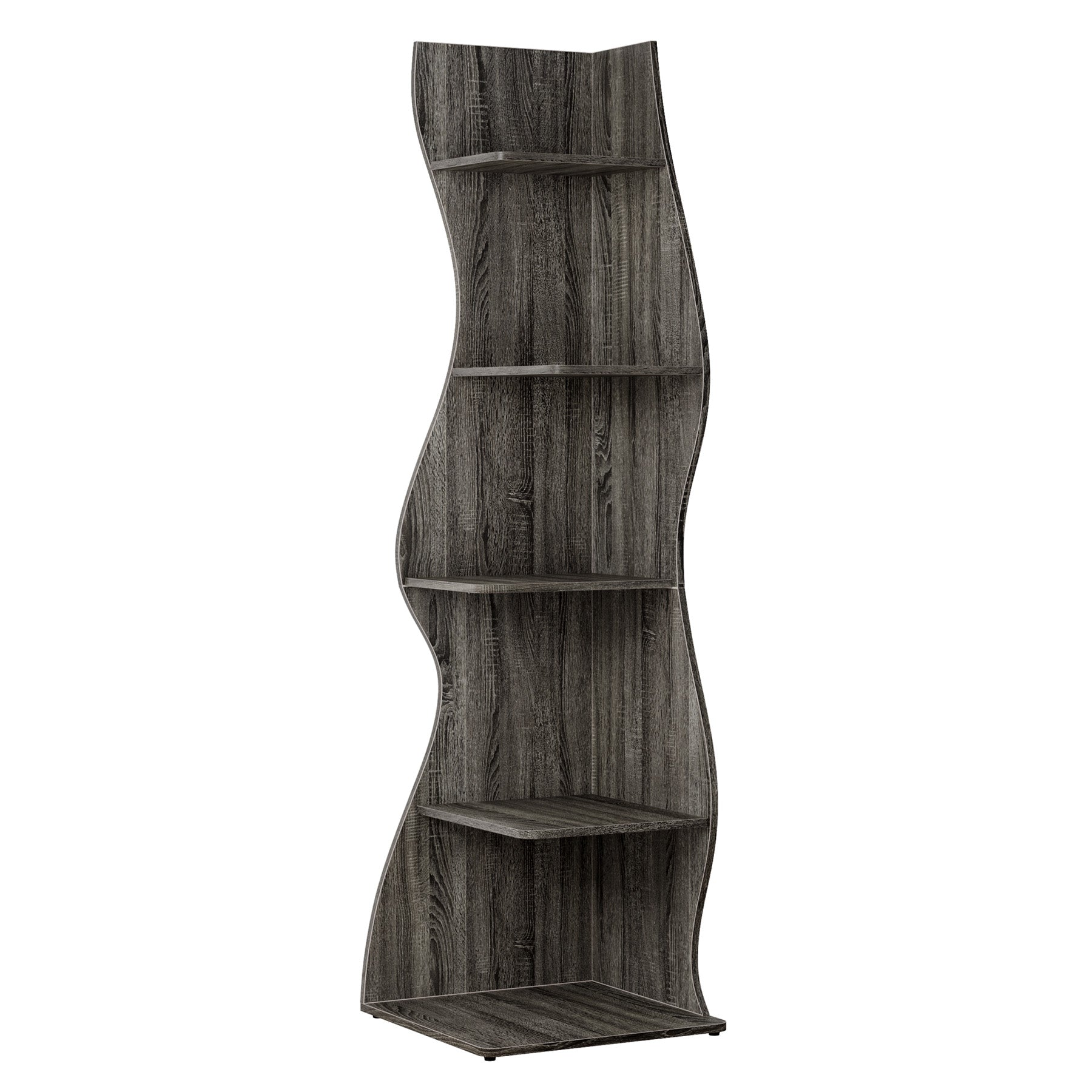 69.8" Height 5-Tier Wavy Corner Bookshelf