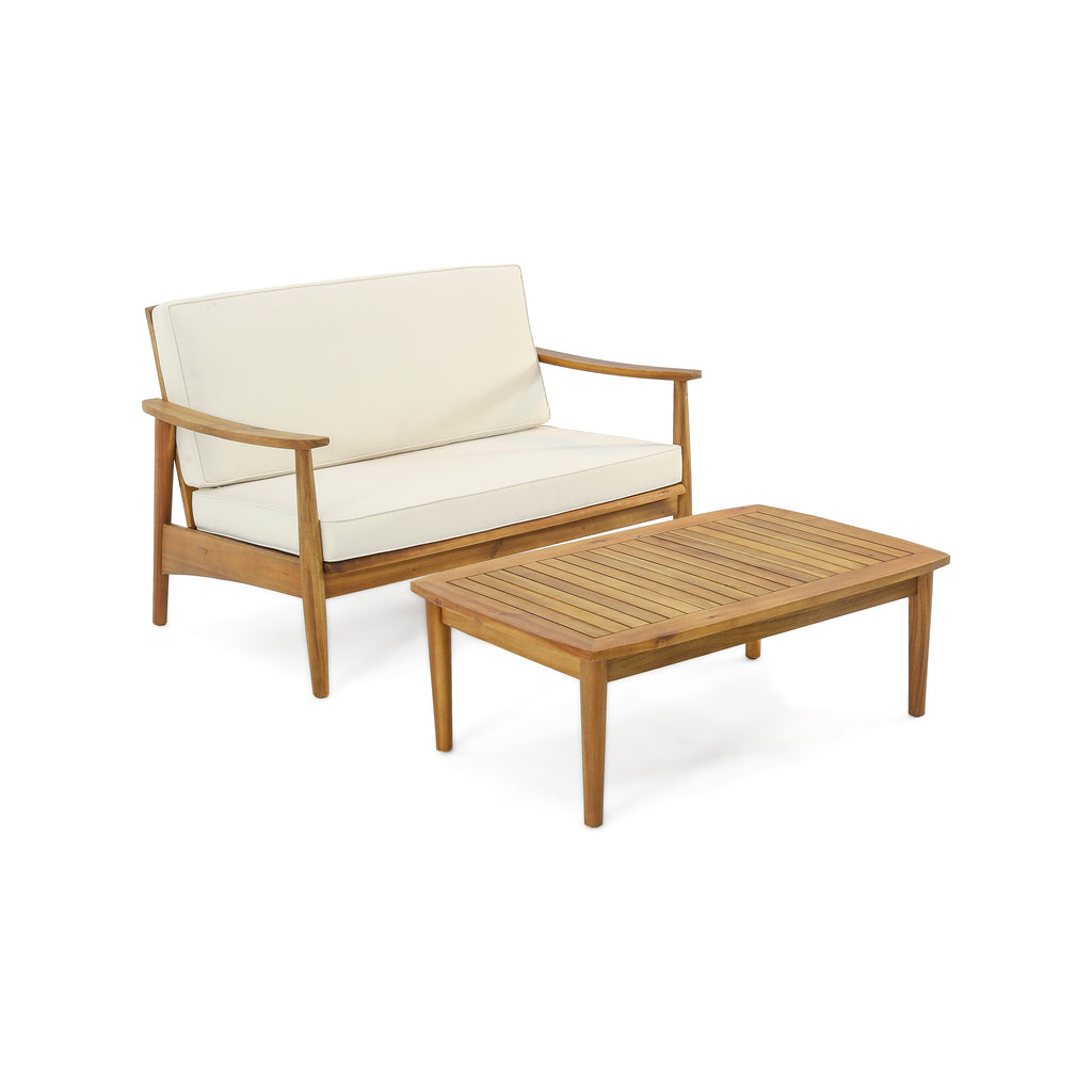 Patio Loveseat and Coffee Table Set with Cushions