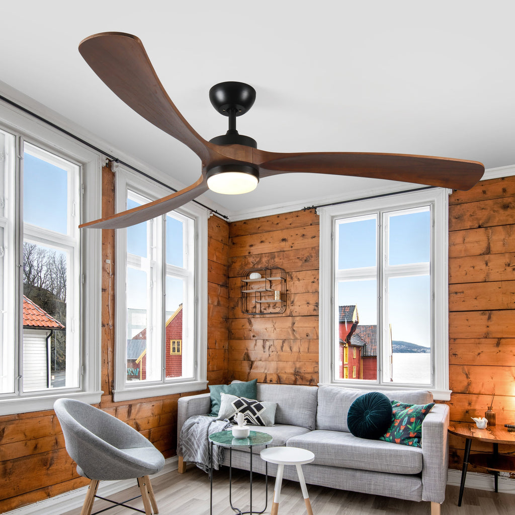 72 Inch Solid Wood Ceiling Fan with Lights and Remote Control
