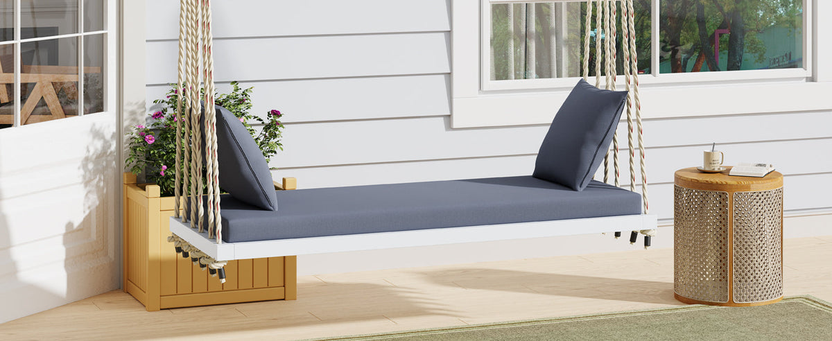 TOPMAX Patio Wooden Swing Chair, Hanging Porch Swing Bench