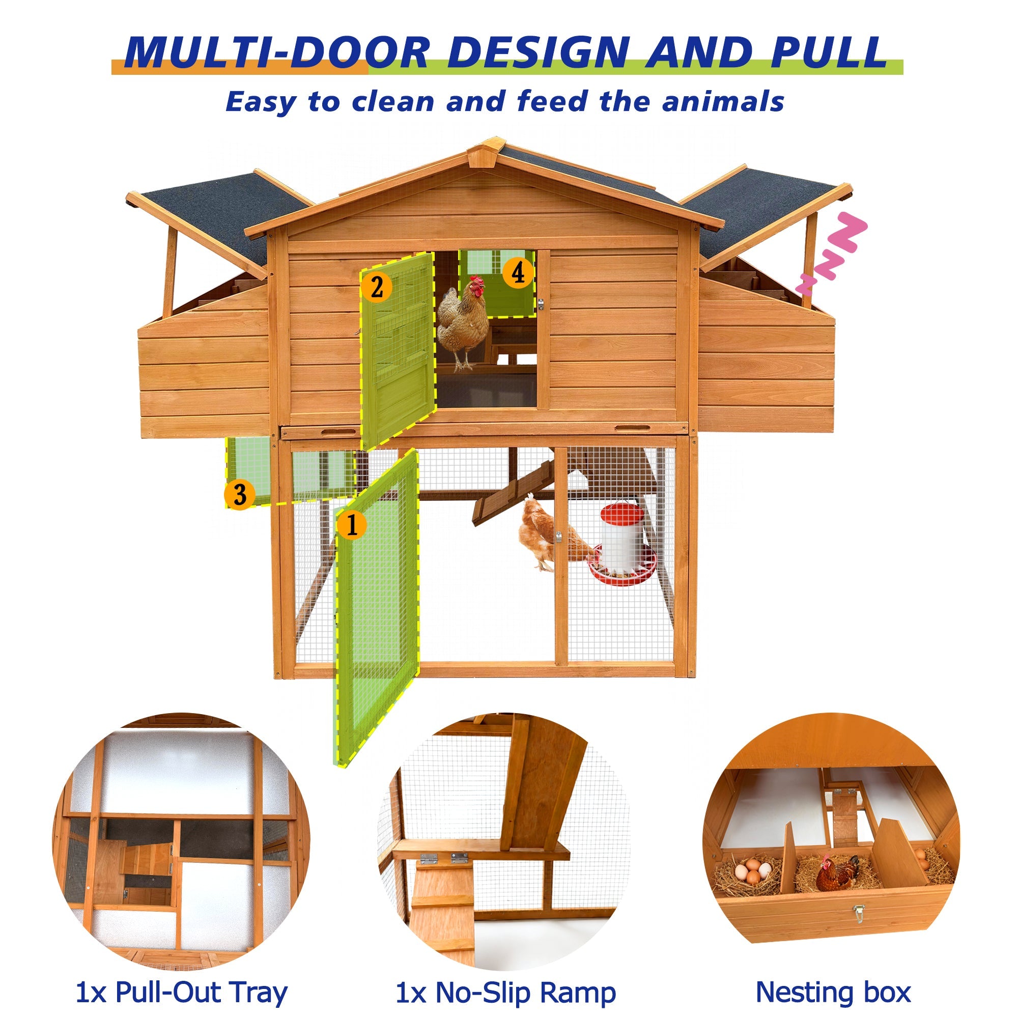 Chicken House for Outdoor with Two Nesting Box