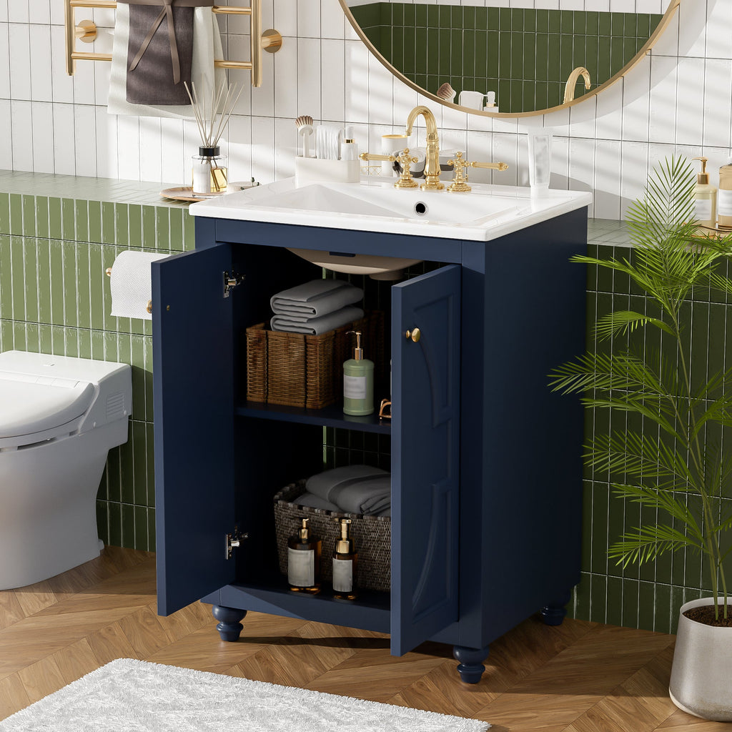 24" Modern Bathroom Vanity With Ornate Elliptical Motif Design