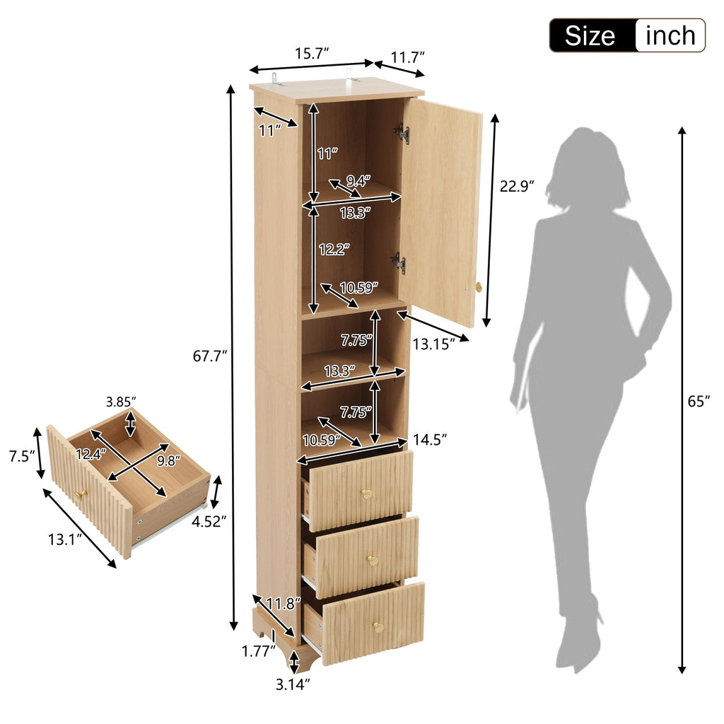 67.7" Tall Freestanding Bathroom Cabinet