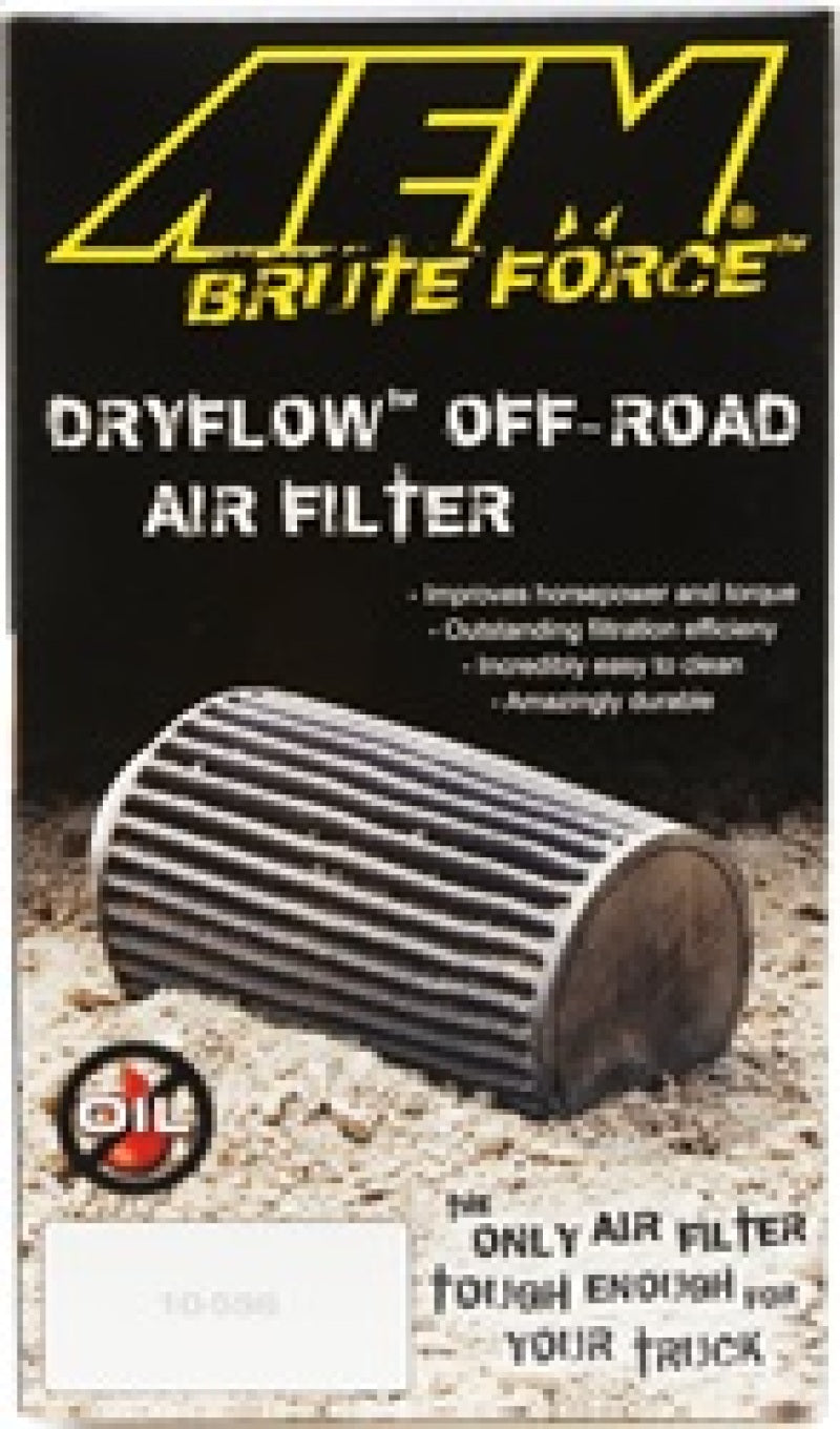AEM Induction AEM Dryflow Conical Air Filter 2.75in Flange ID / 6in Base OD / 5.125in Top OD / 9.125in Height 21-2029BF