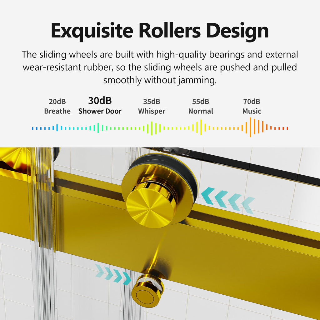 Frameless Double Sliding Soft-Close Shower Door in Brushed