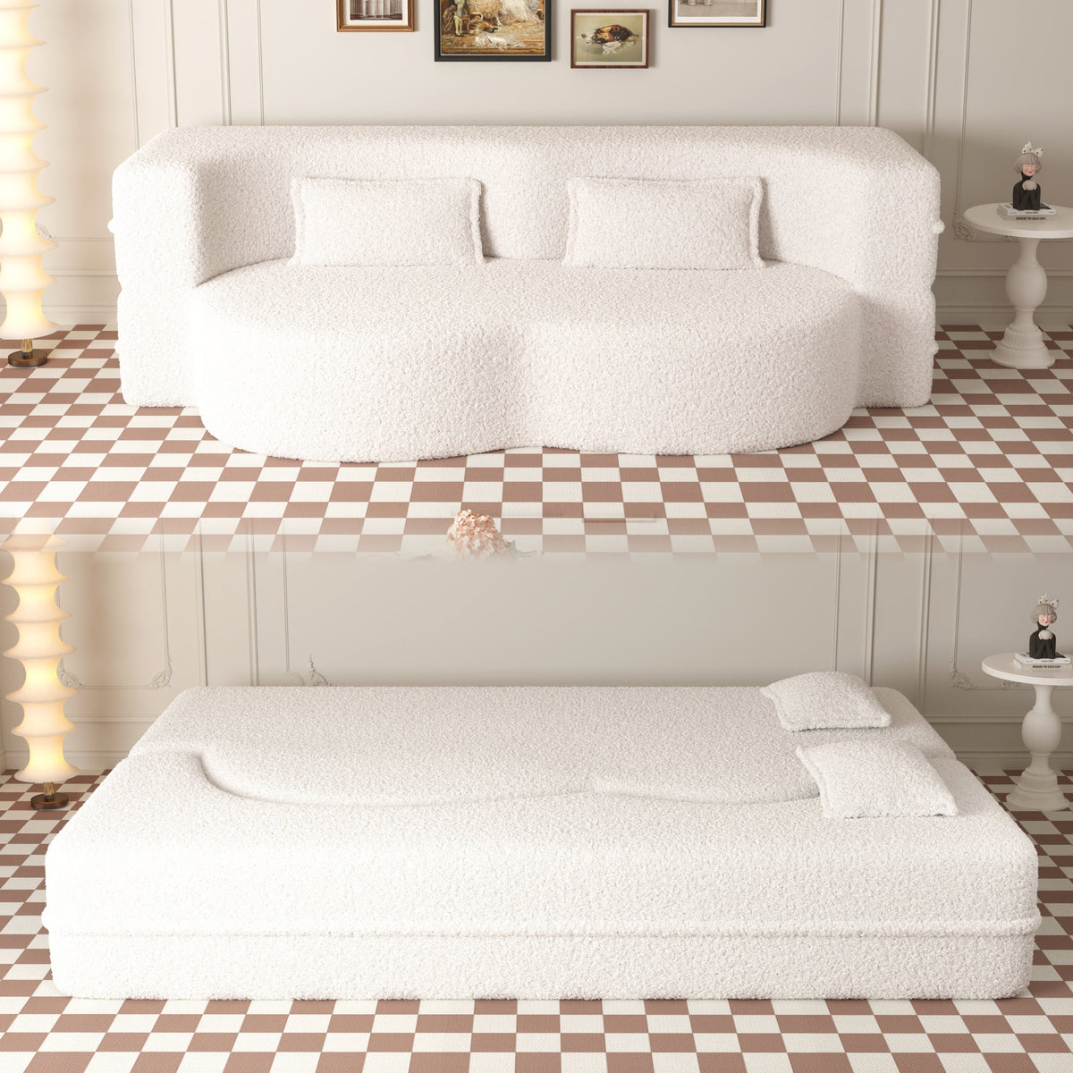 Modern Floor Sofa with 2 Pillows