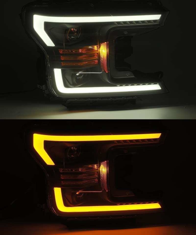 AlphaRex 18-20 Ford F-150 LUXX Style Projector Headlights Alpha Black w/Activation Light/DRL 880176 *Discontinued