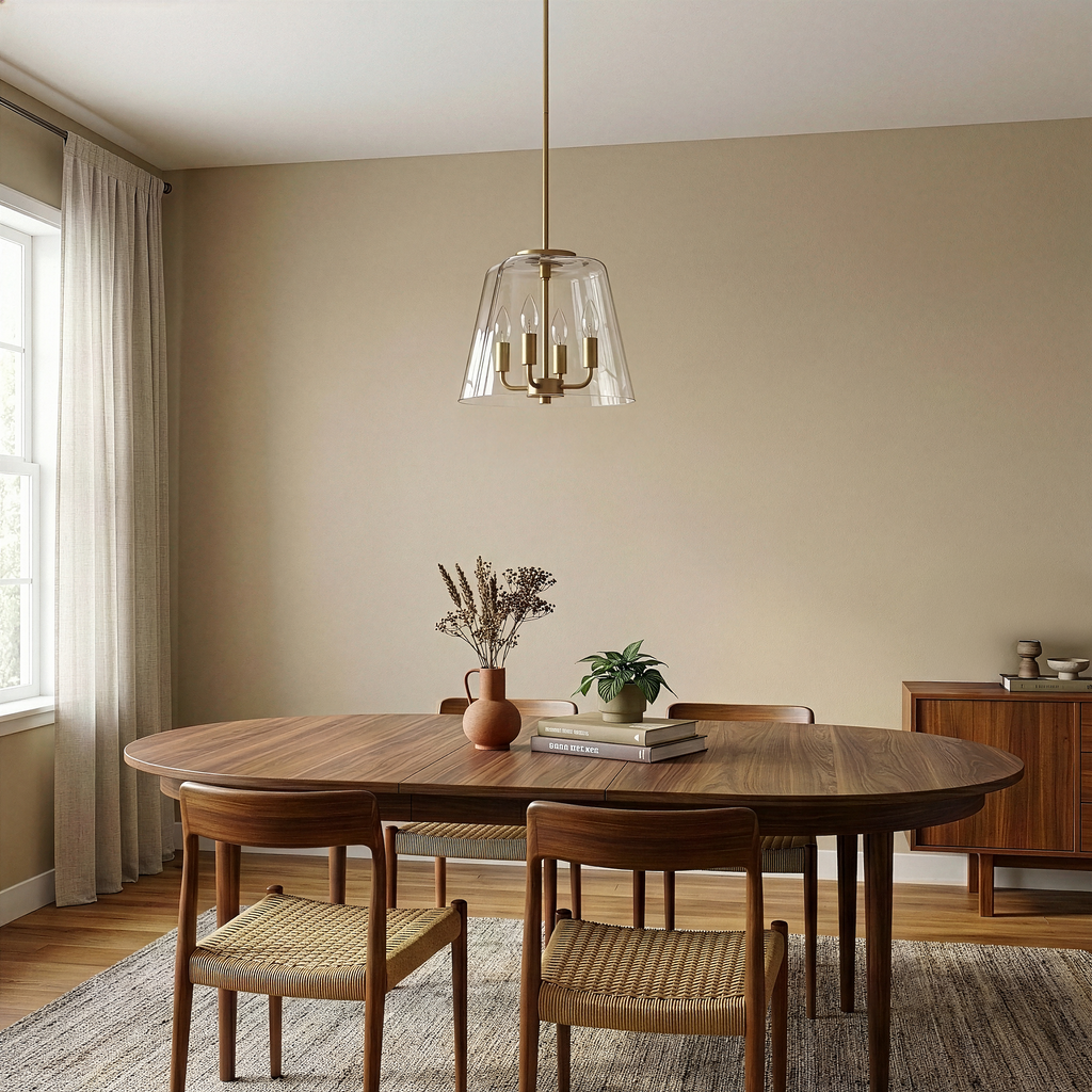 Soiree Four Candle Lights Pendant With Clear Glass - Satin