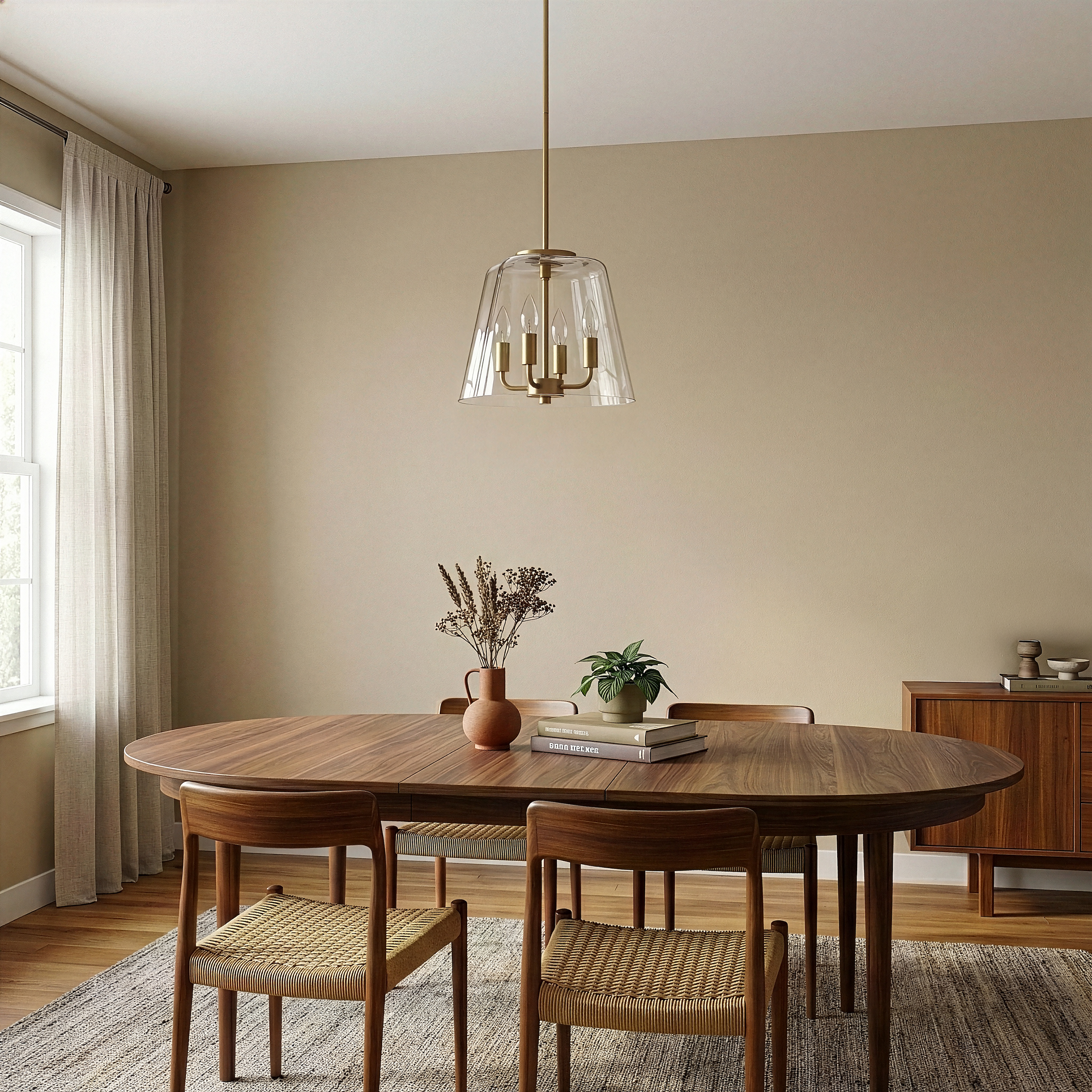 Soiree Four Candle Lights Pendant With Clear Glass - Satin