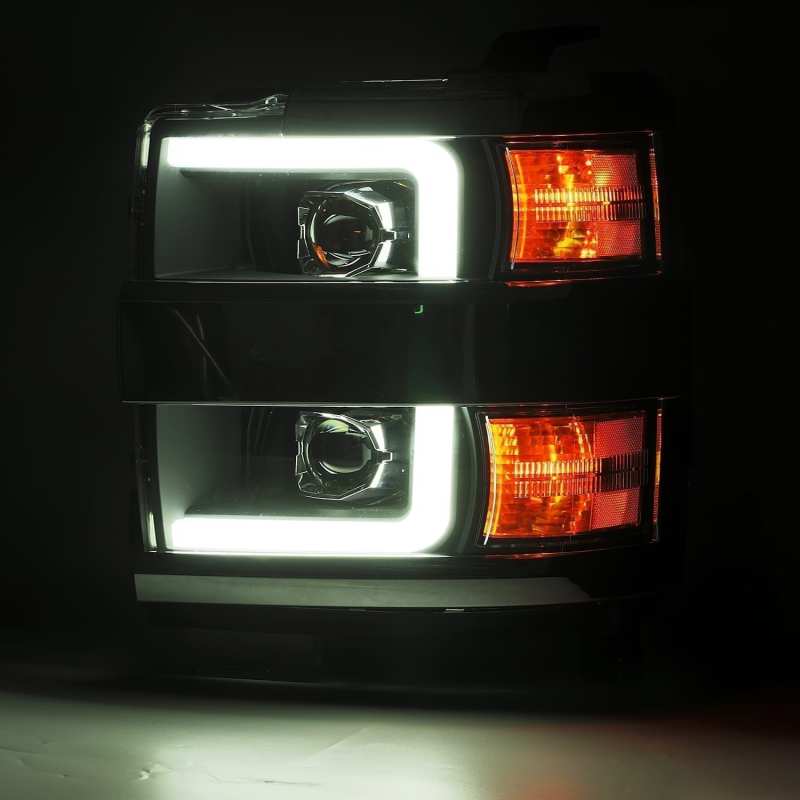 AlphaRex 15-19 Chevy 2500HD PRO-Series Proj Headlights Plank Style Blk w/Activ Light/Seq Signal/DRL 880224 *Discontinued