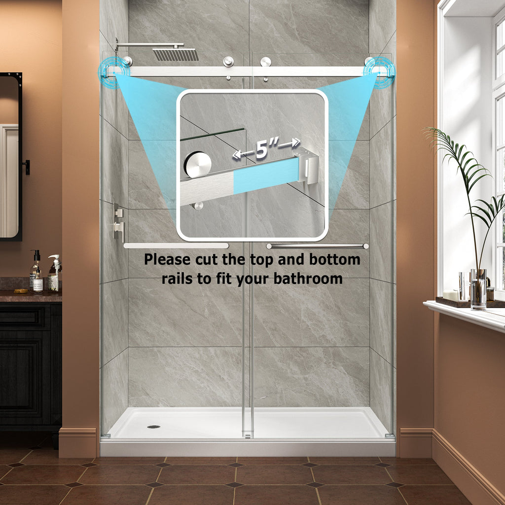55"-60" W x 76" H Brushed Shower Door