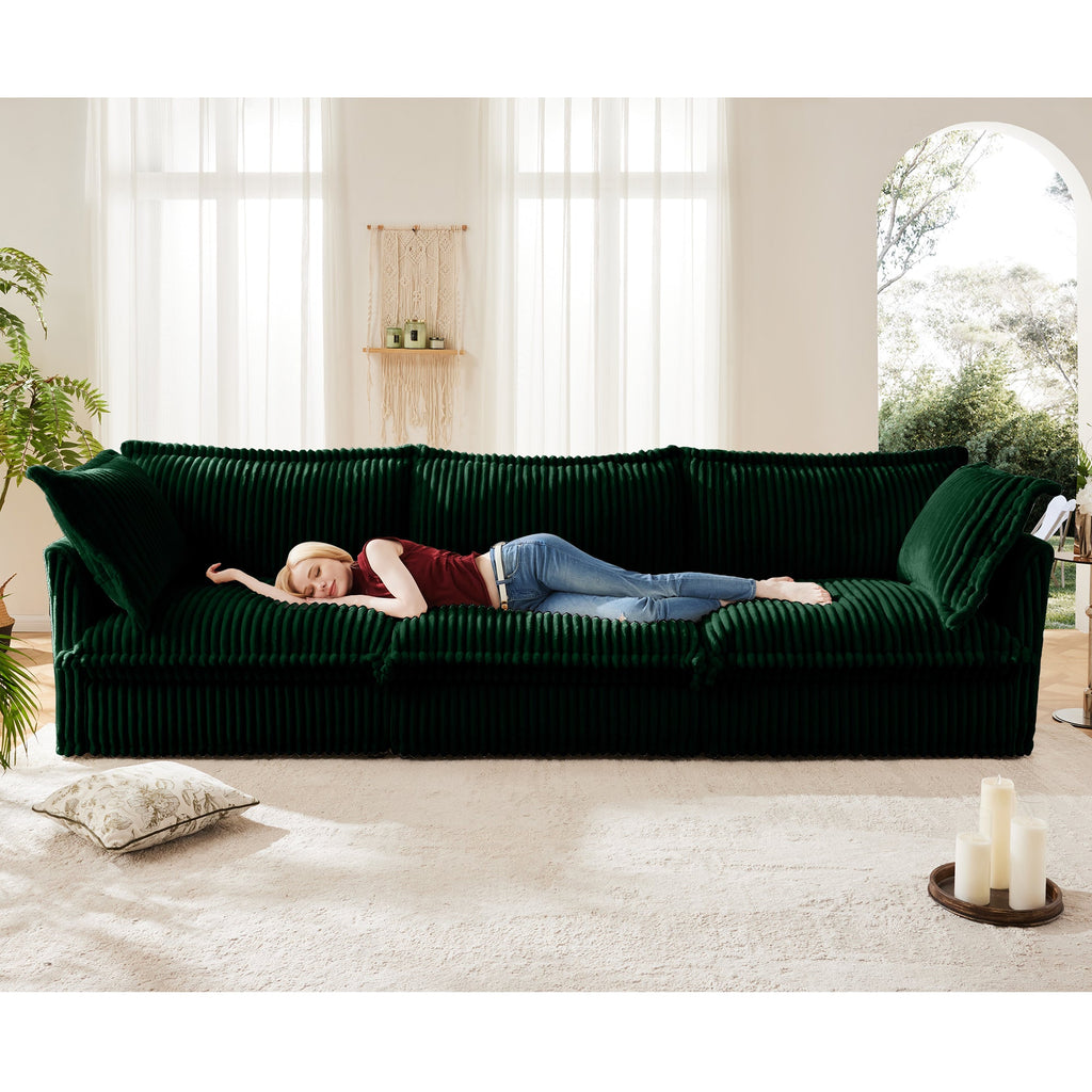 Modern 3 Seater Slipcovered Sofa Couch