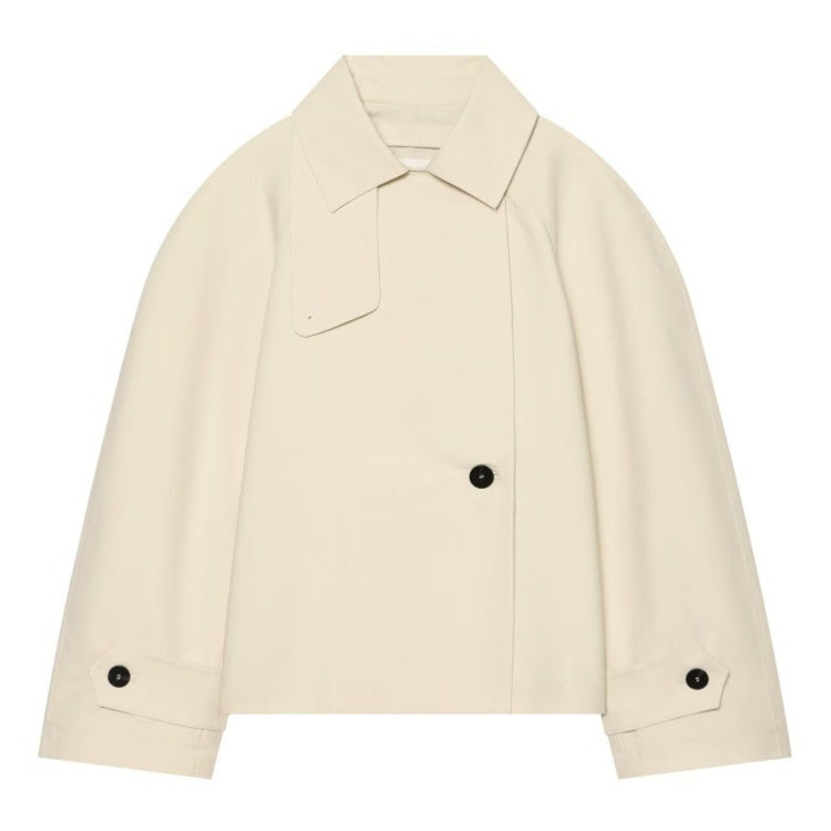 Womens Loose-fitting Short Lapel Trench Coat
