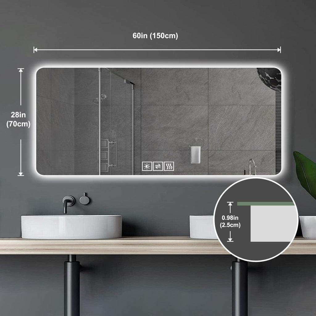 28"x60" Frameless LED Bathroom Mirror