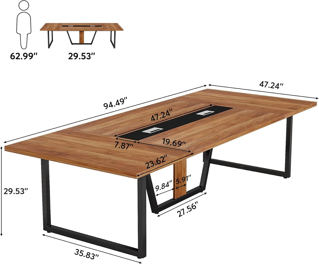 94.5" Large Conference Table for 8-10 People