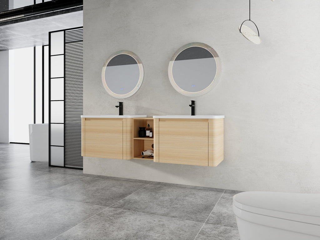 68" Wall-Mounted Bathroom Vanity