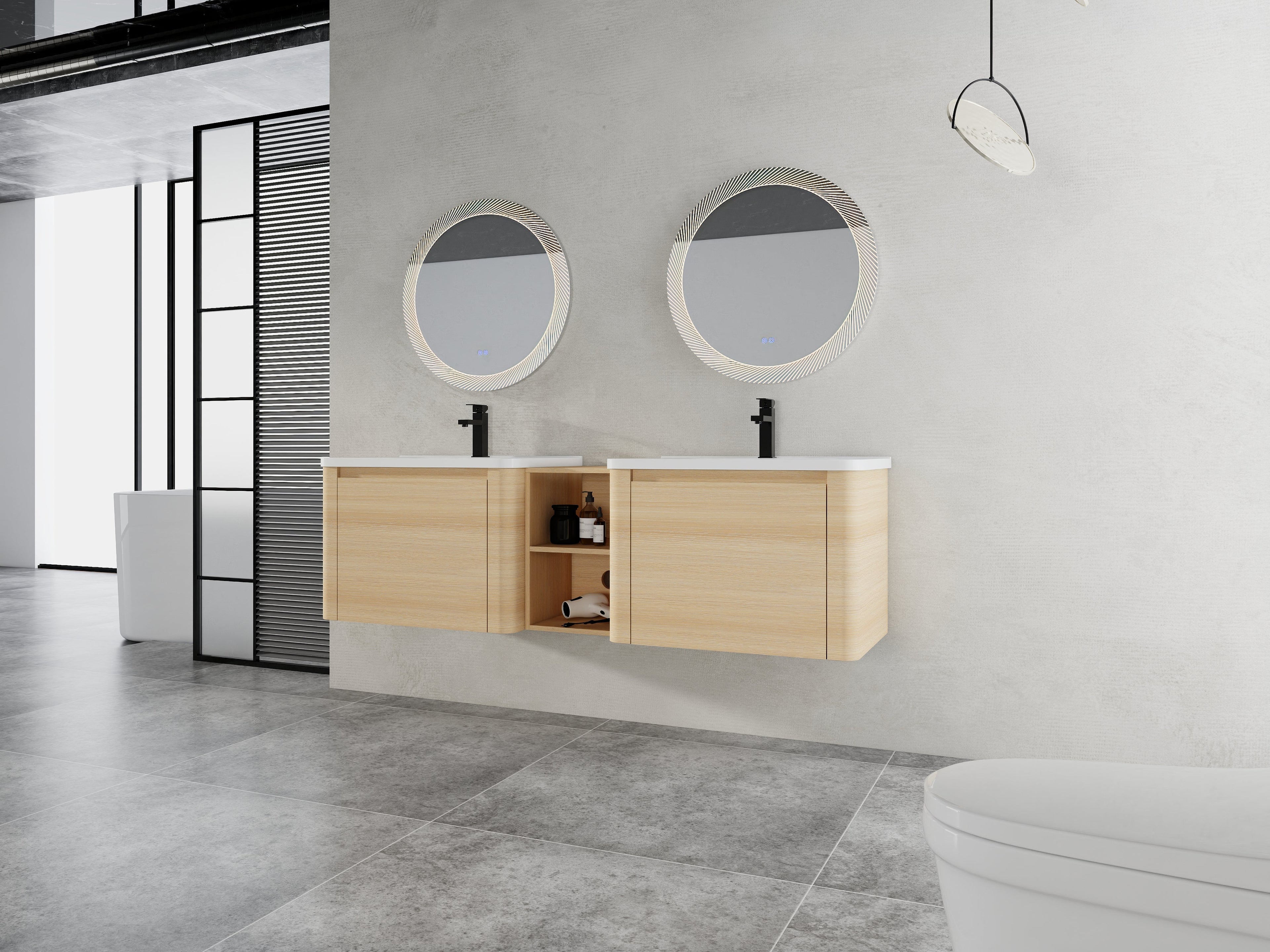 68" Wall-Mounted Bathroom Vanity