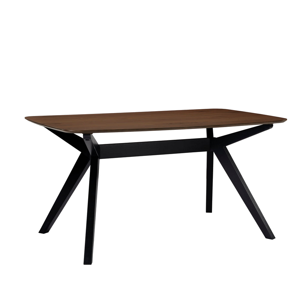 5-Piece Upholstered Dining Set With Rubberwood Frame, Grey+Walnut+Black