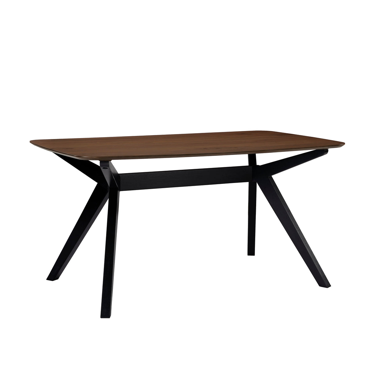 5-Piece Upholstered Dining Set With Rubberwood Frame, Grey+Walnut+Black