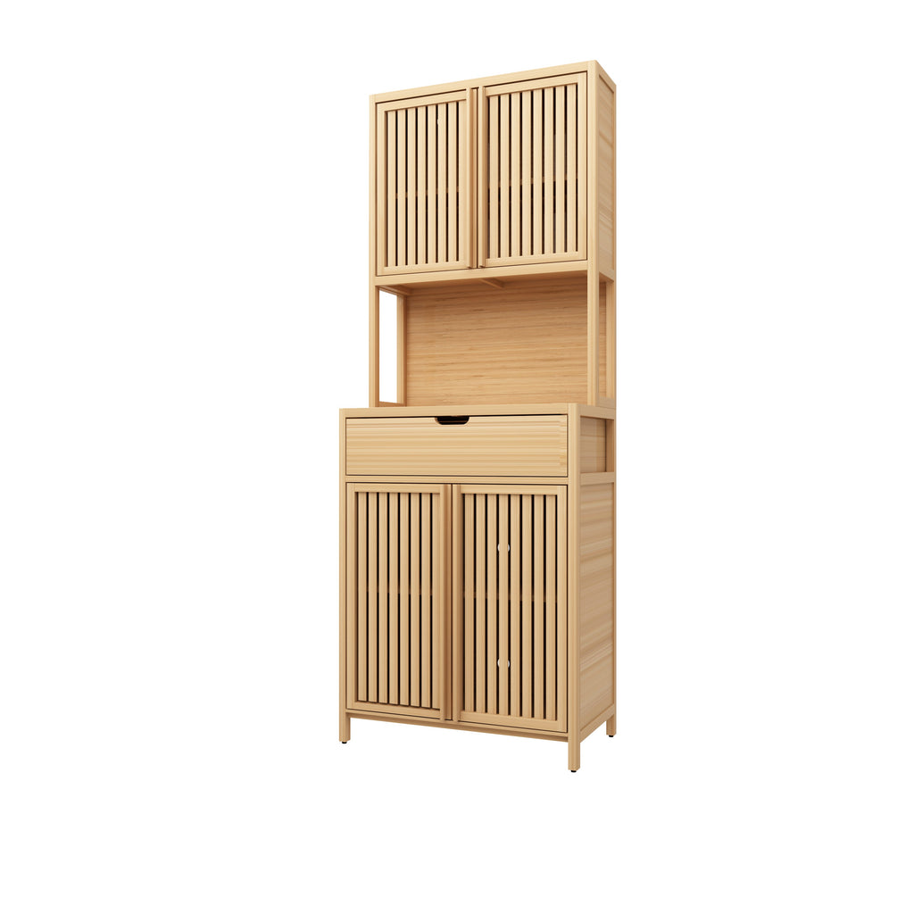 Double-Door Bamboo High-Capacity Storage Cabinet