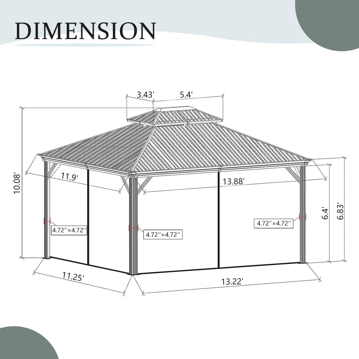12' X 14' Hardtop Gazebo