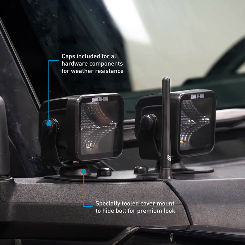 Borne Off-Road 21+ Bronco Light Pods 4pc Ditch 3x3 Flood BNLT-BR-21-DT4F