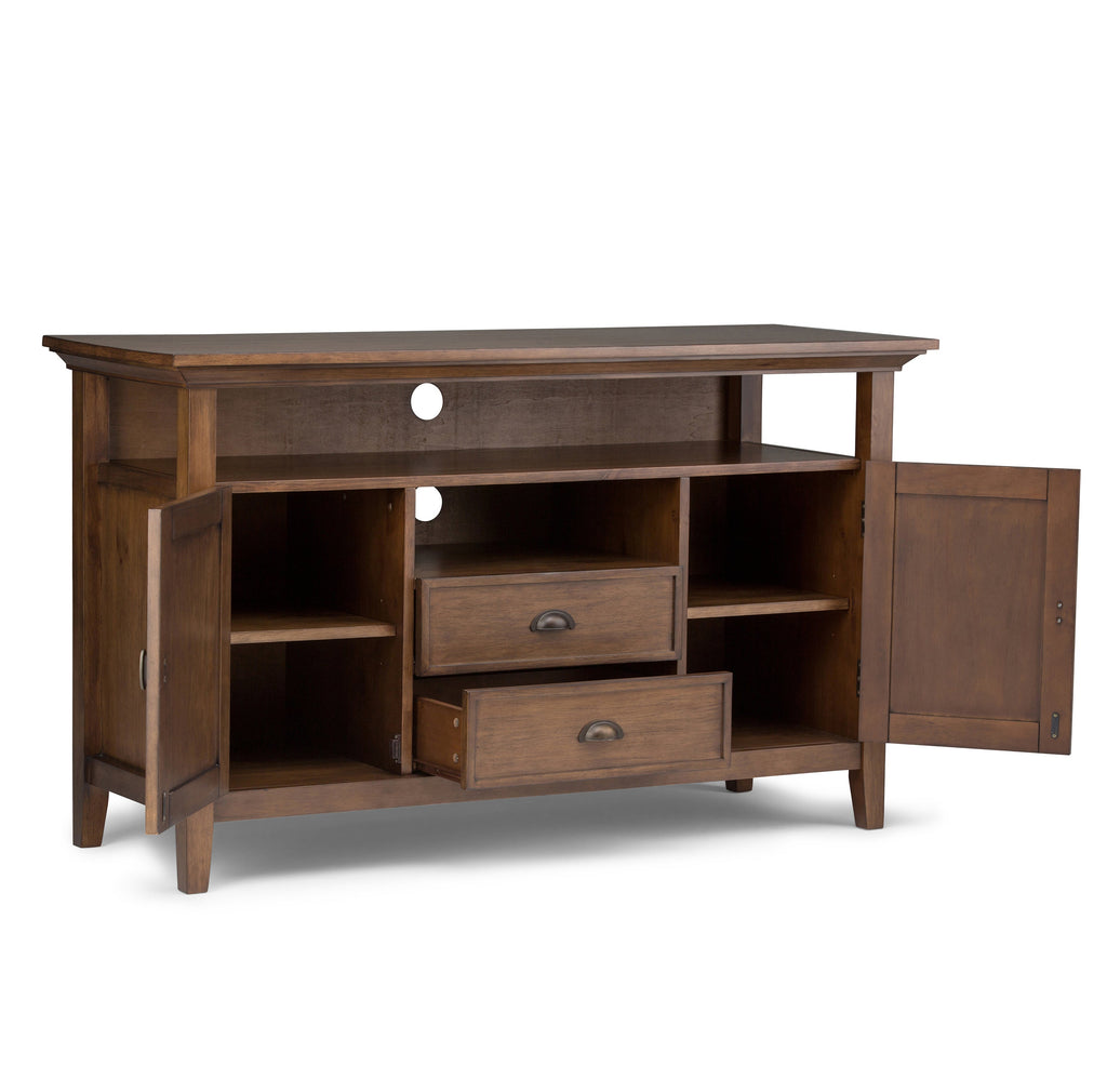 Redmond 54 Inch Wide Solid Wood Tall TV Stand in Tobacco