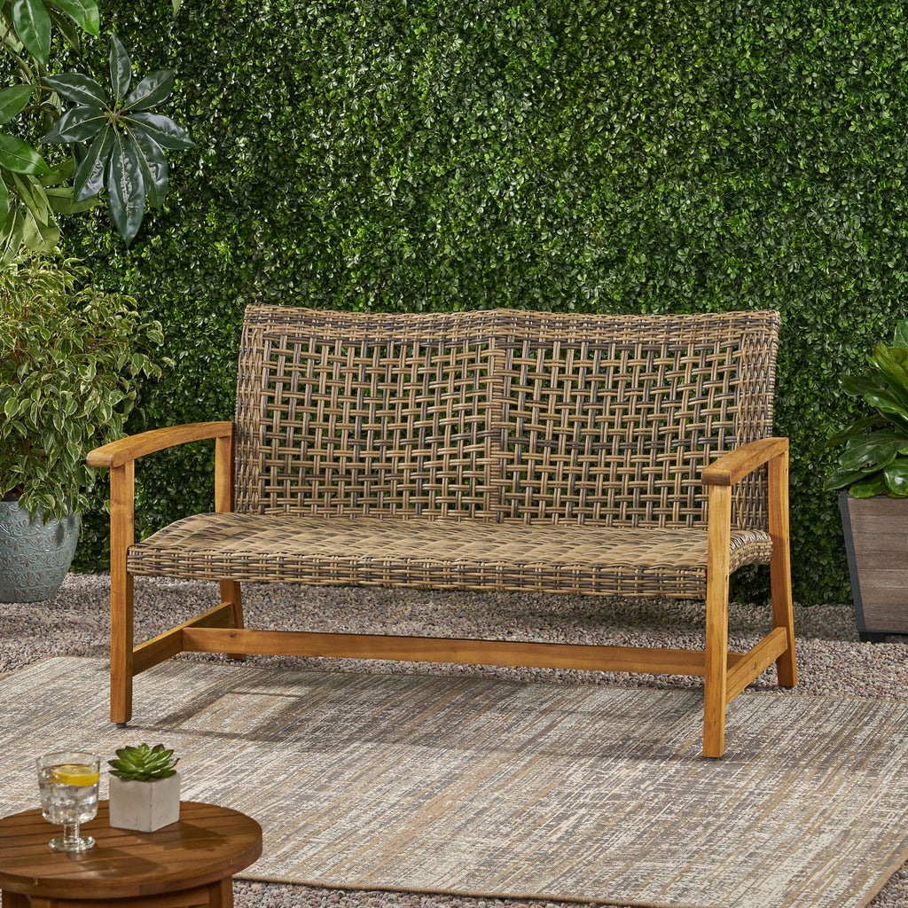 Hampton Wood + Wicker Loveseat