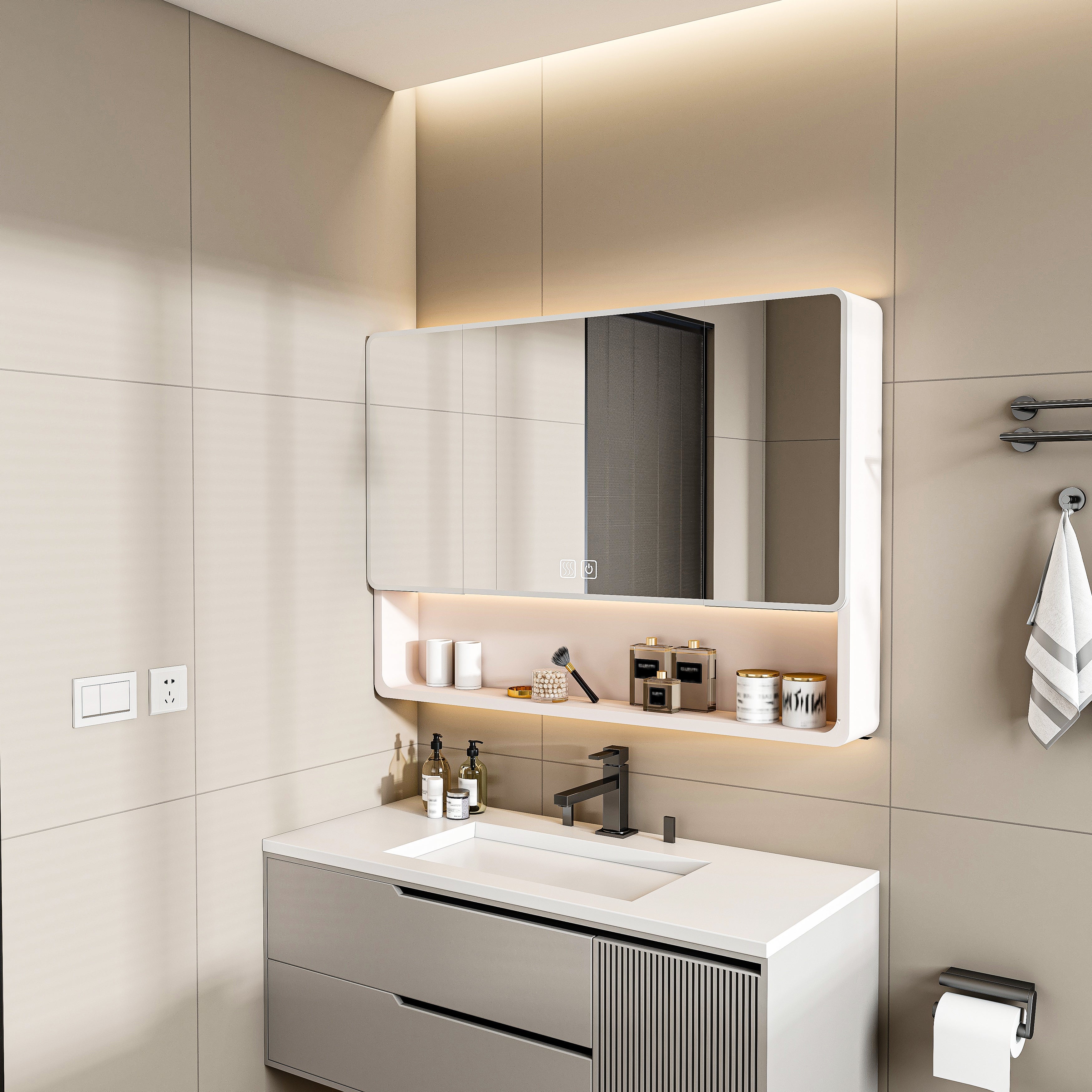 Aluminium Medicine Cabinet Mirror, 35 x 28 Inches