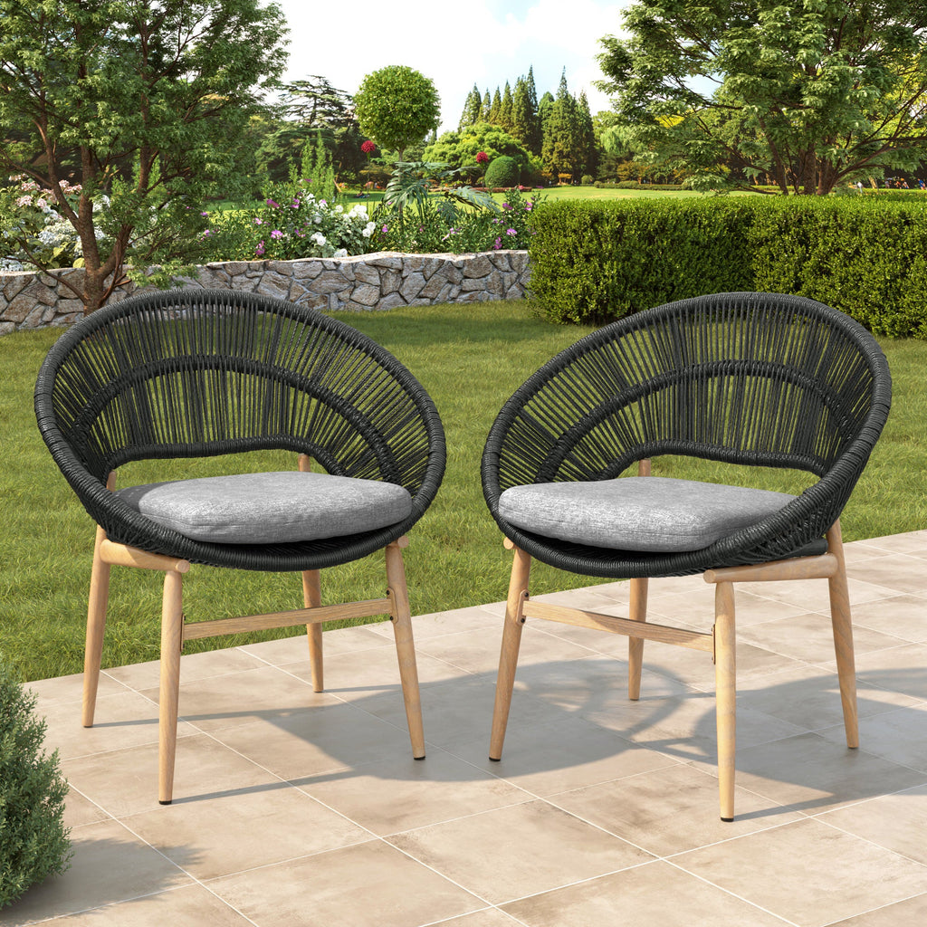 Cyril Outdoor Wicker Papasan Style Dining Chair