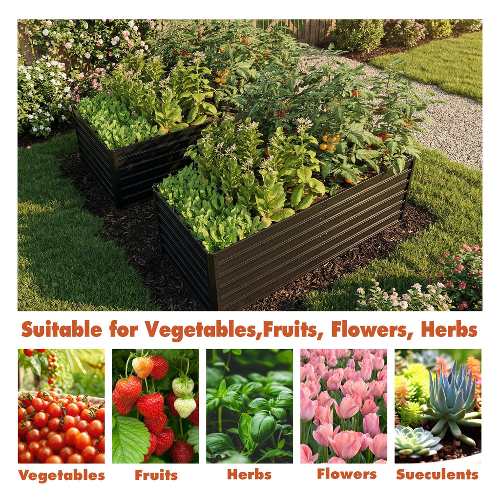 2-Pack 6x3x2 FT Galvanized Metal Raised Garden Beds