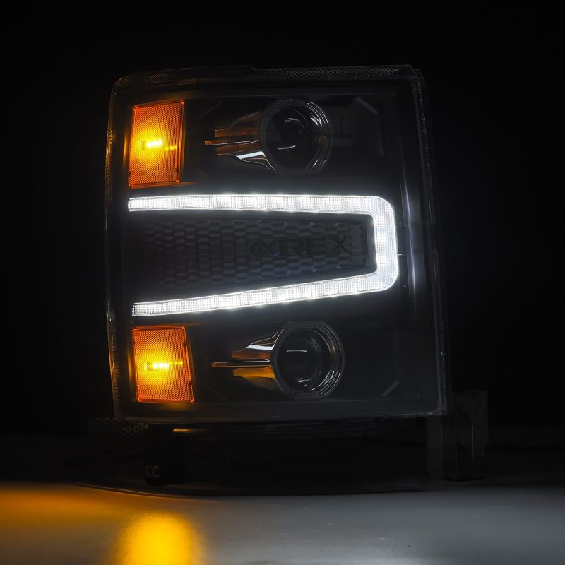AlphaRex 14-15 Chevy 1500 PRO-Series Projector Headlights Black w/ Sequential Signal &  DRL 880245 *Discontinued