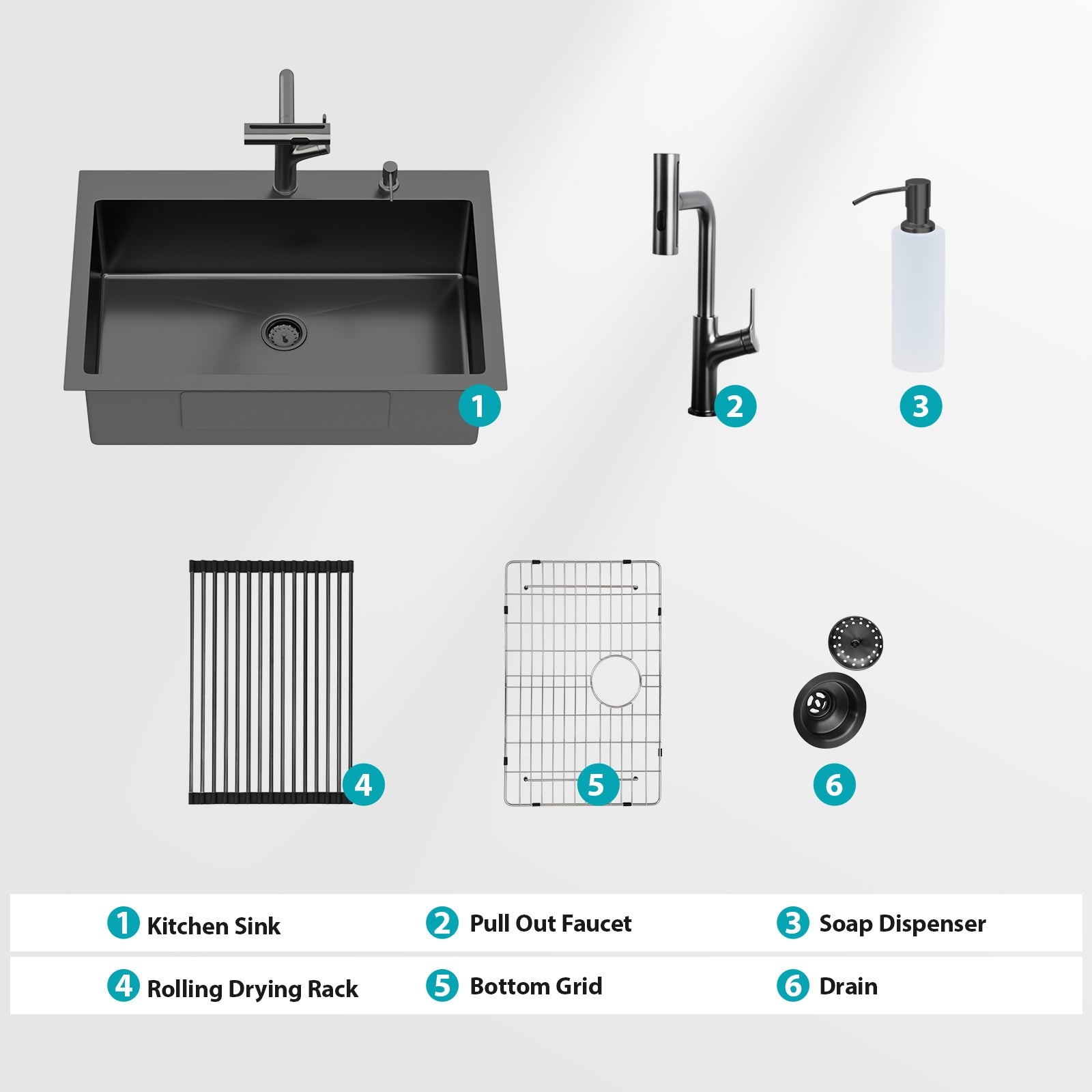 30" Drop-In Gunmetal Kitchen Sink