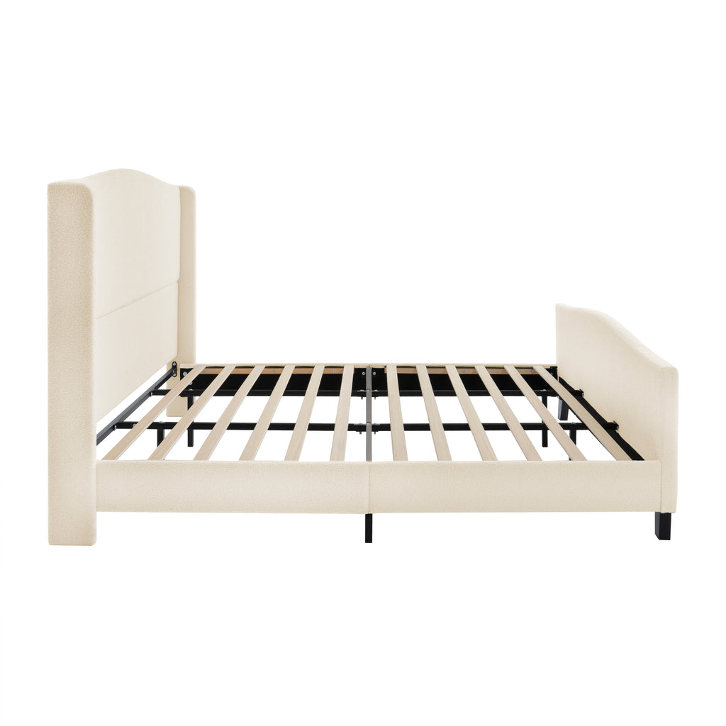 King Size Bed Frame with Upholstered Headboard