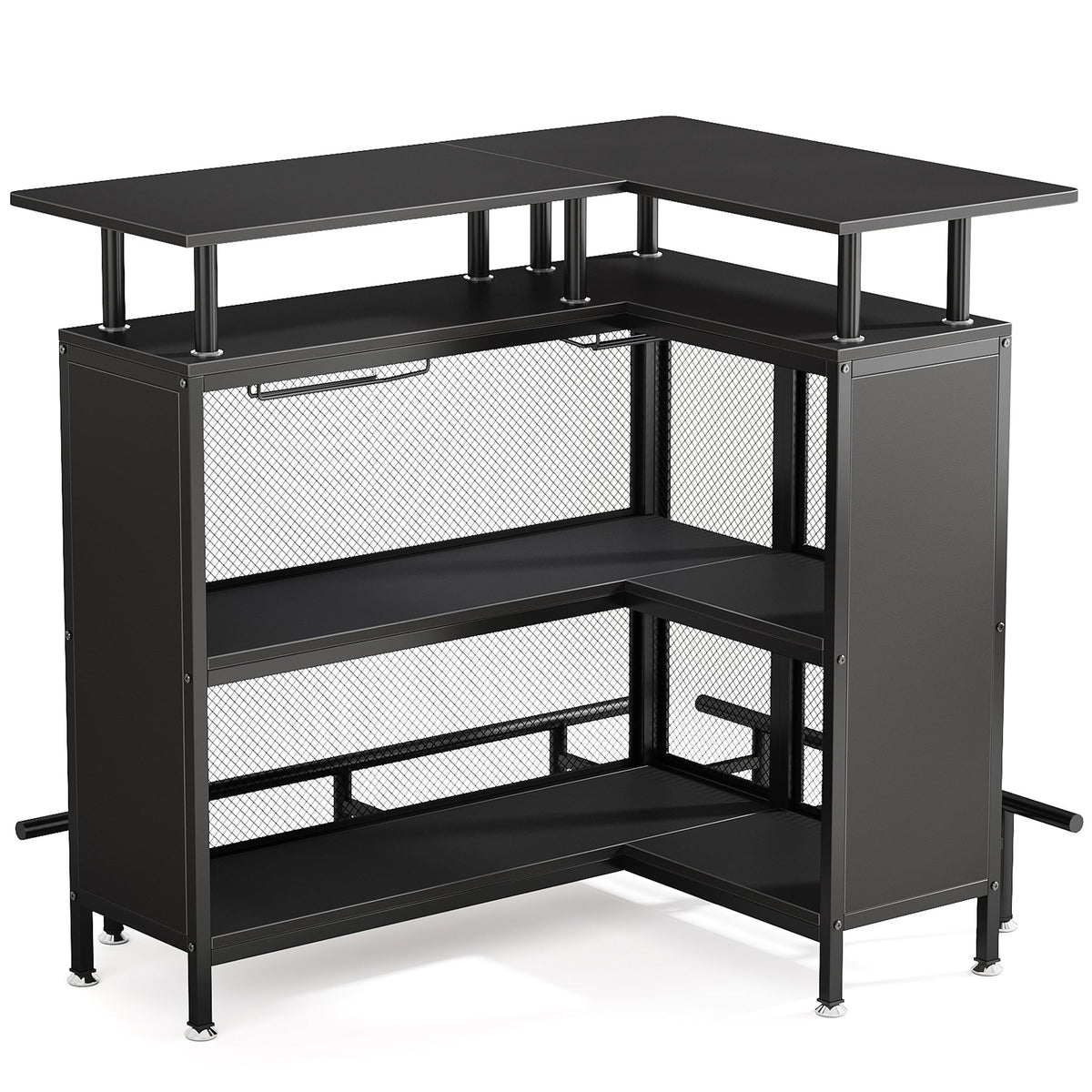 36” x 48” L-Shaped Home Bar Unit with Footrest