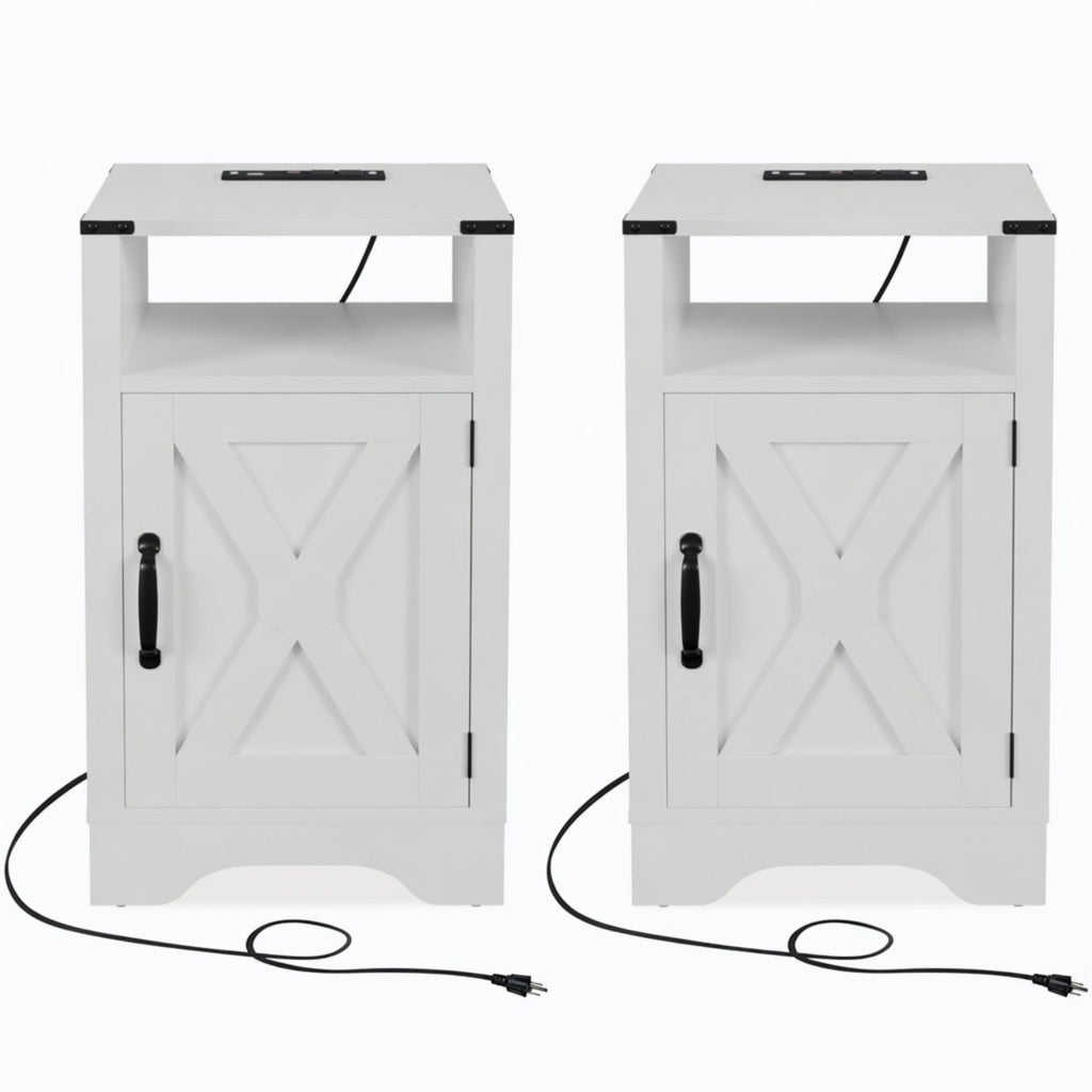 Set of 2 White Nightstands