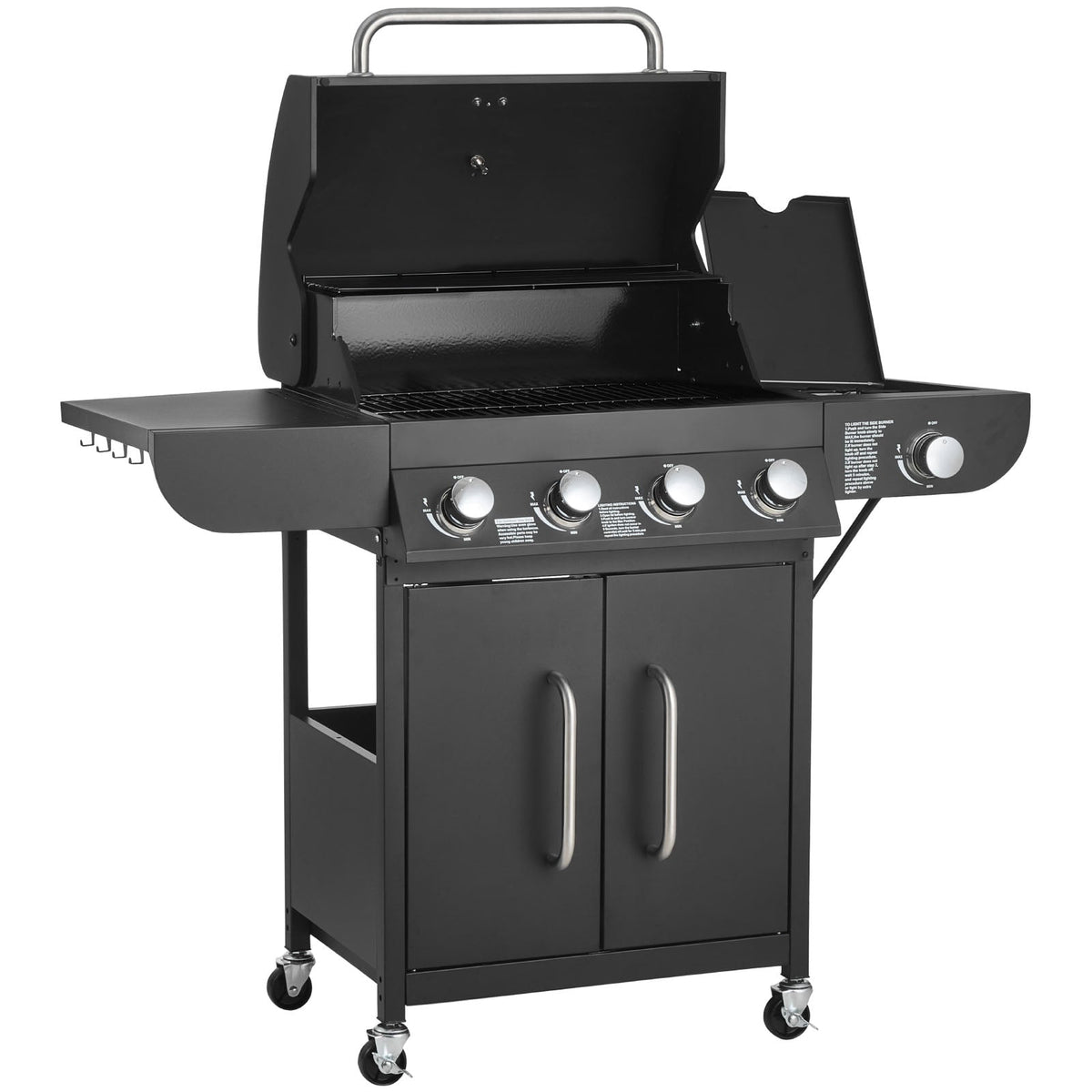 4 Burner Propane Gas Grill with Side Burner