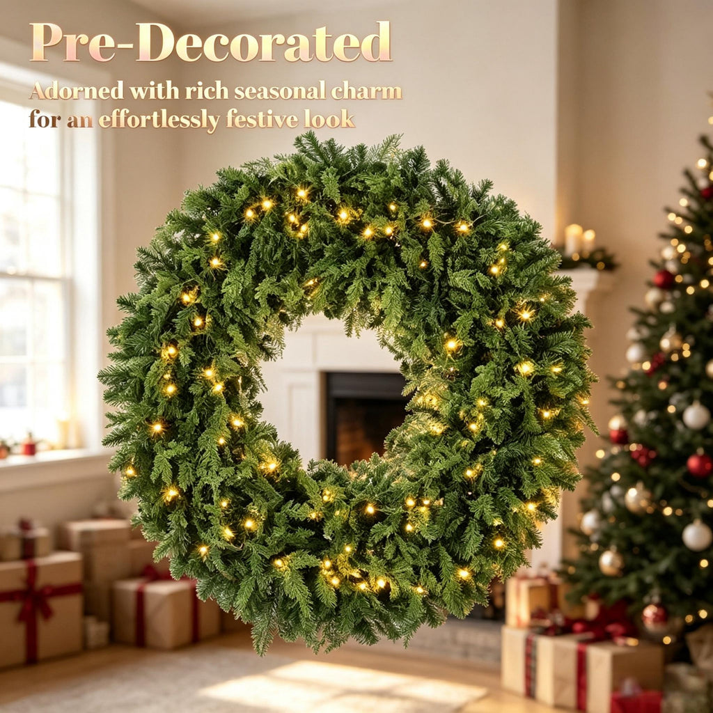 36-Inch Pre-Lit Crestwood Spruce Artificial Christmas Wreath