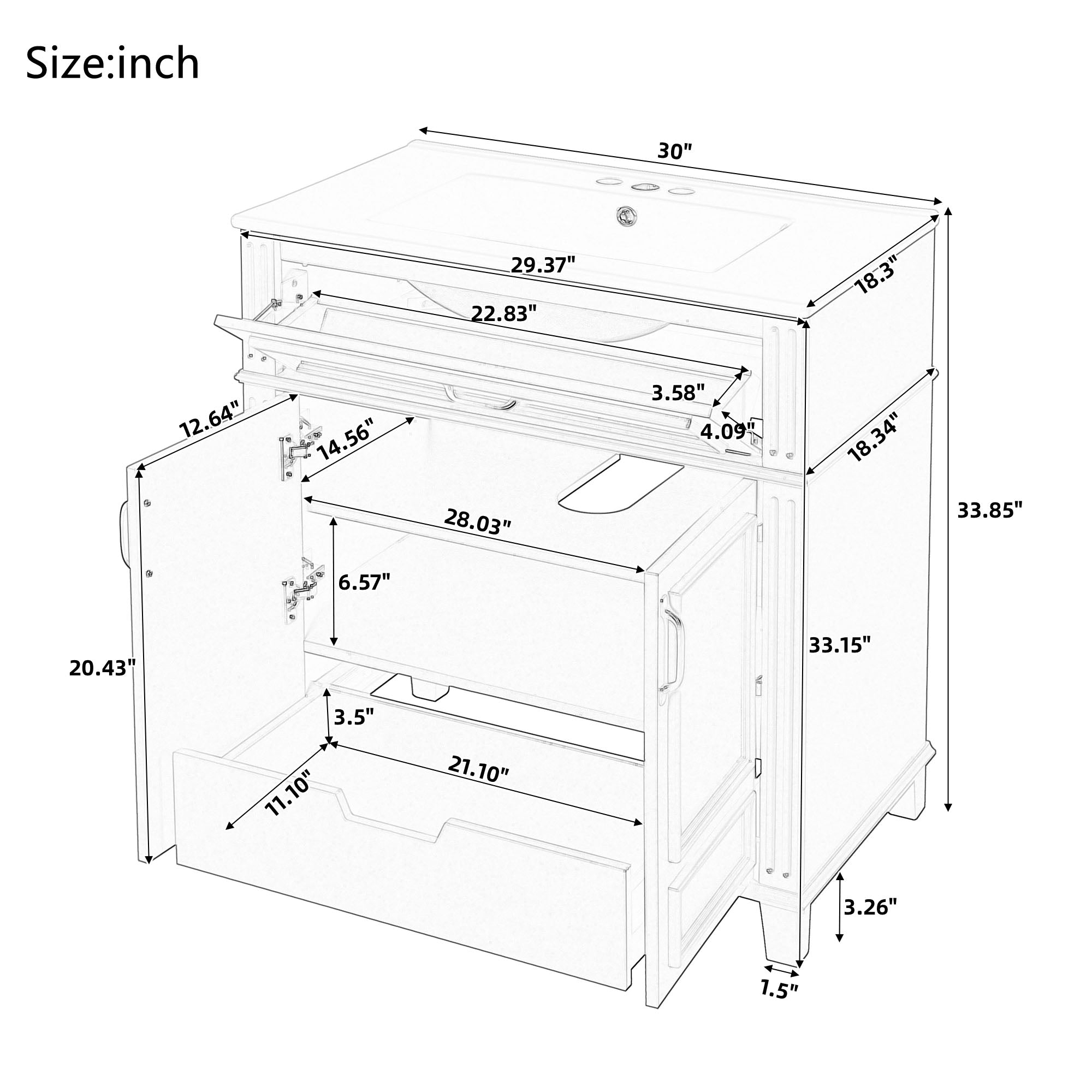 30'' Bathroom Vanity with Ceramic Sink