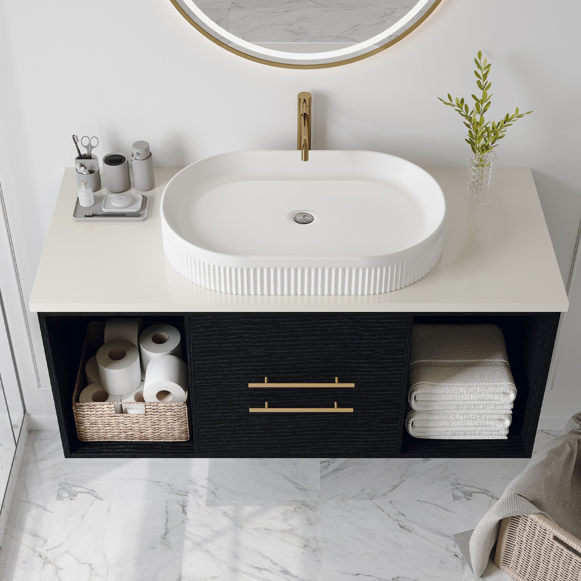 Modern 39.4-In Wall-Mounted Bathroom Vanity