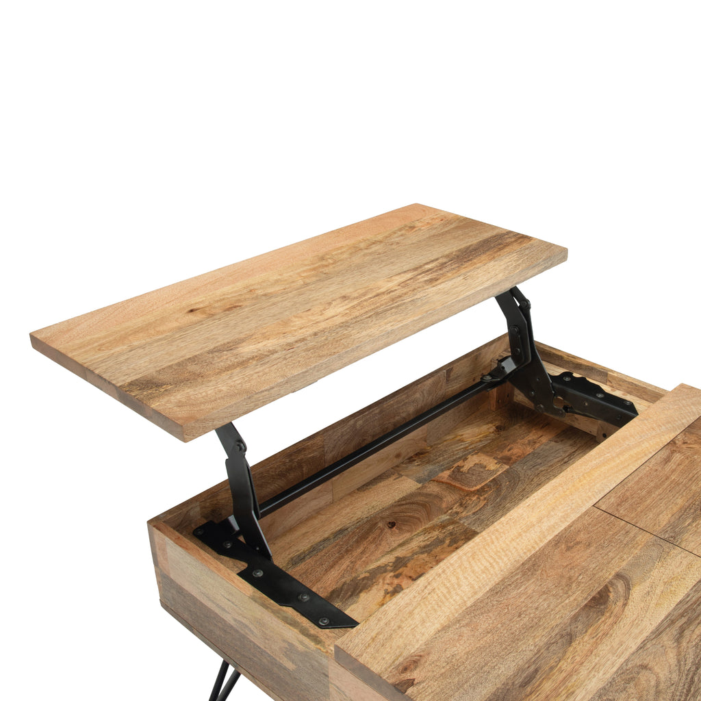 Hunter 32 Inch Wide Solid Mango Wood Lift Top Square Coffee Table
