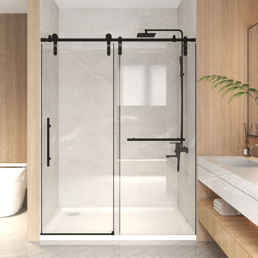 Frameless Sliding Shower Door - 5/16" Clear Tempered Glass