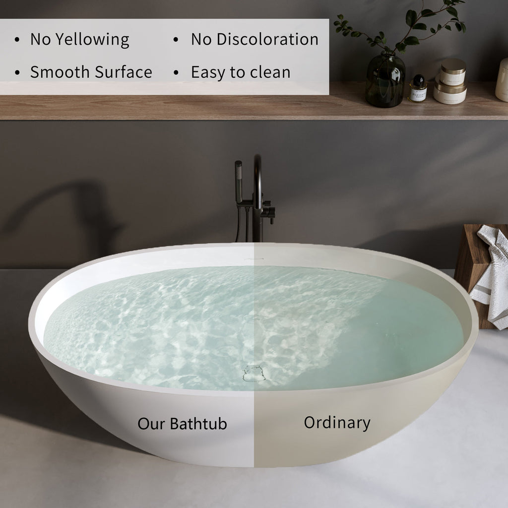 Solid Surface Matte Tub - 70.8" Freestanding Bathtub