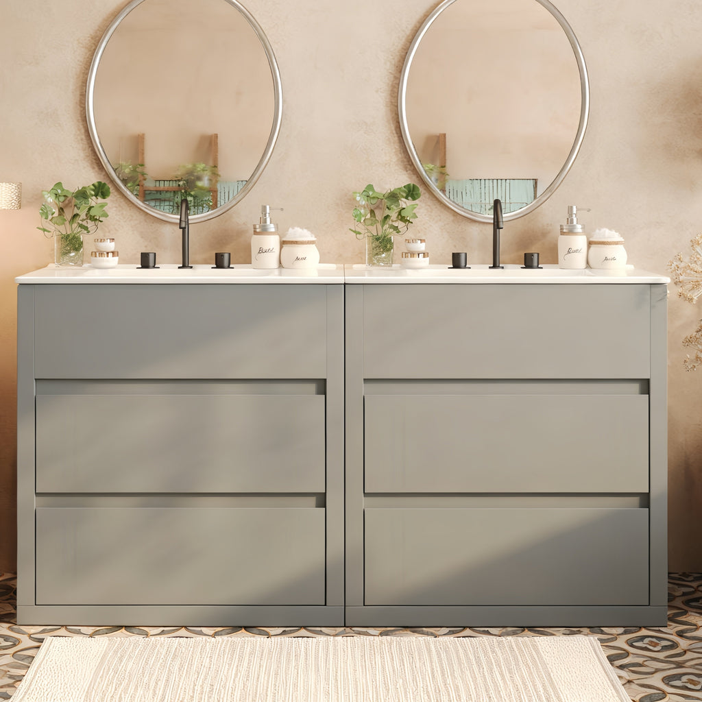 60" Double Sinks Bathroom Vanity Set