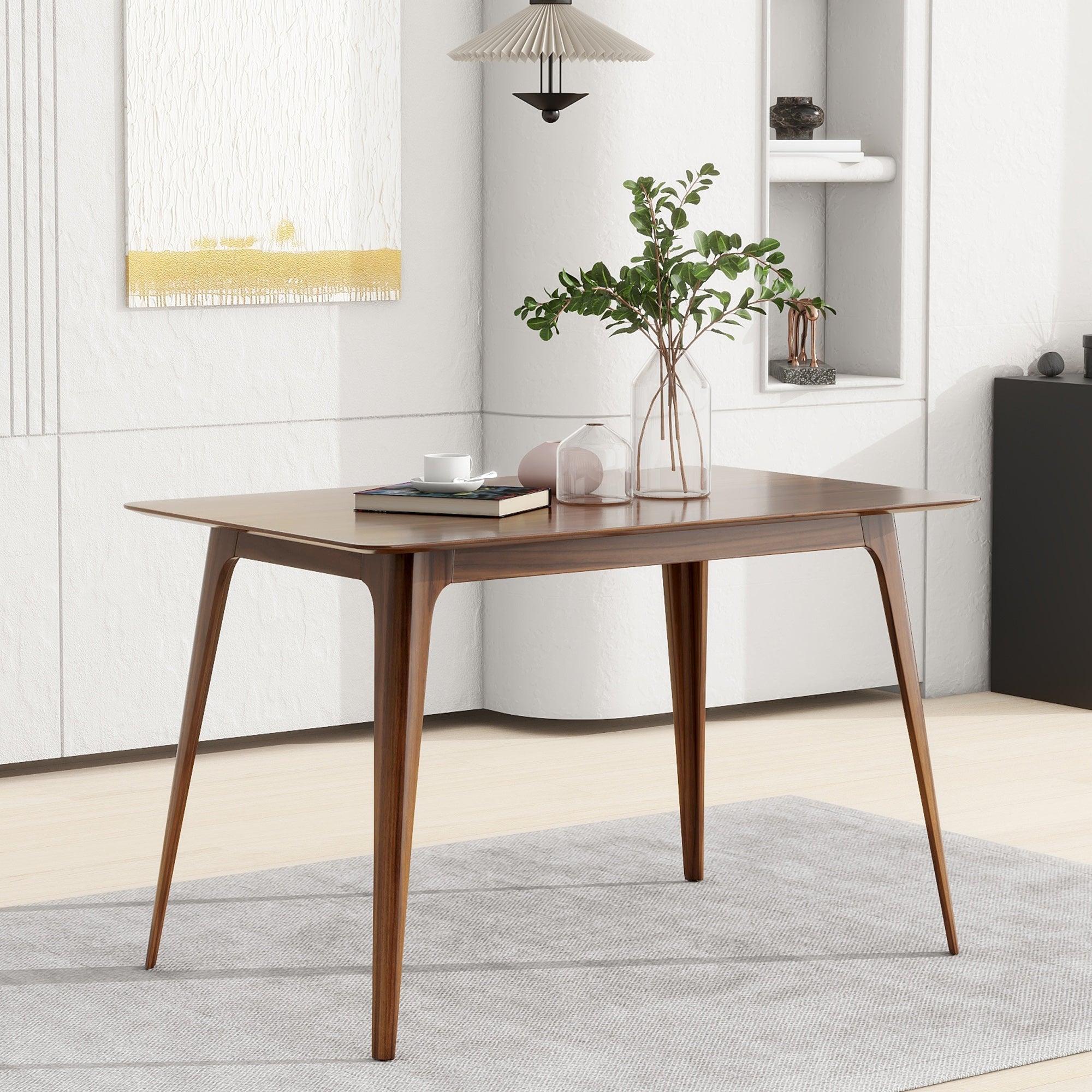 Mid-Century Modern Rubberwood Dining Table