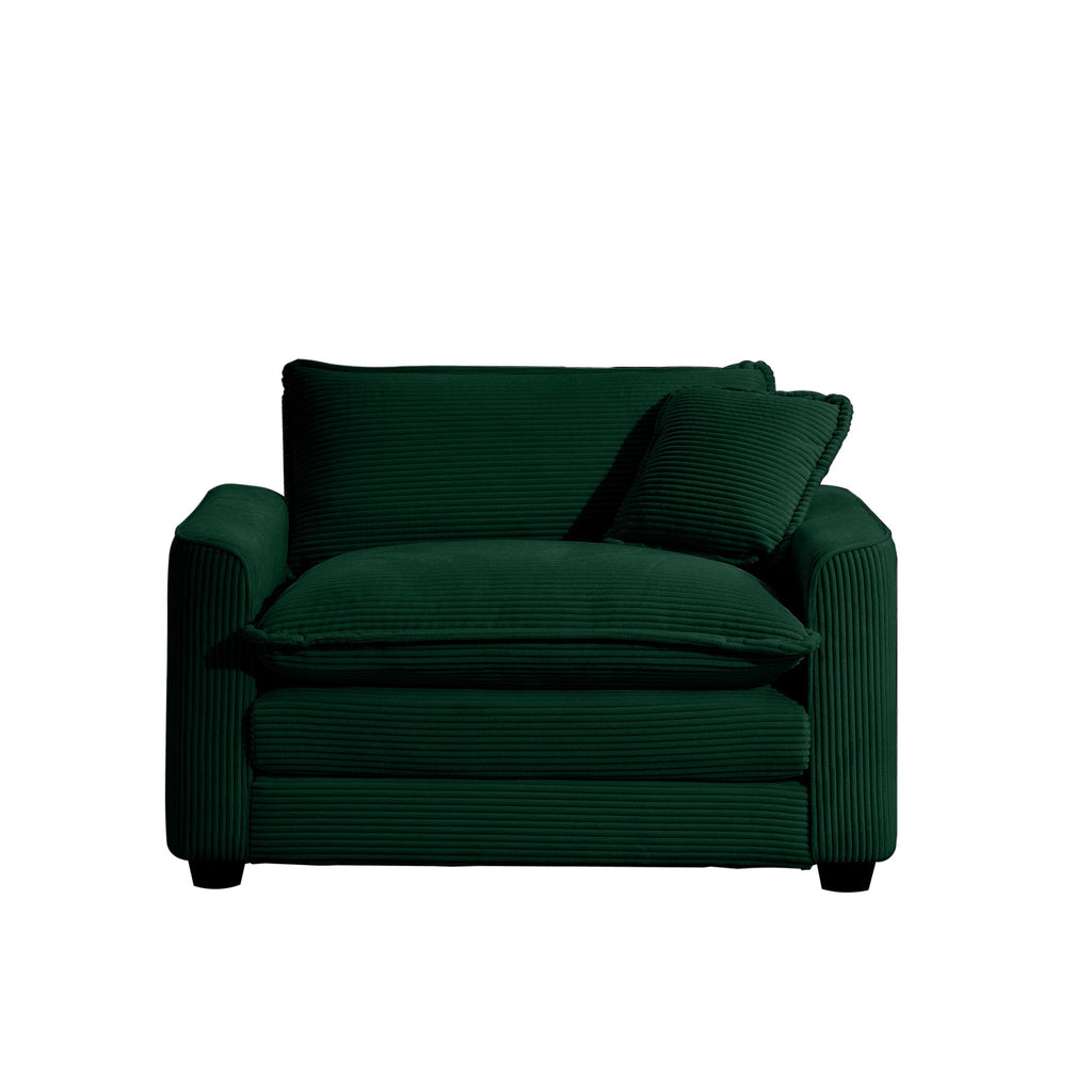 Green Corduroy Fabric Comfortable Single Chair Deep Seat Sofa