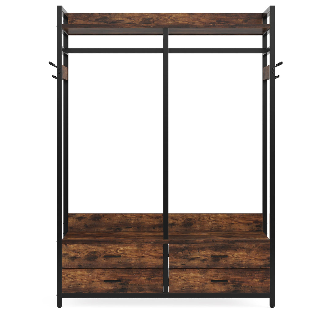 47.2" Rustic Brown Freestanding Closet Organizer